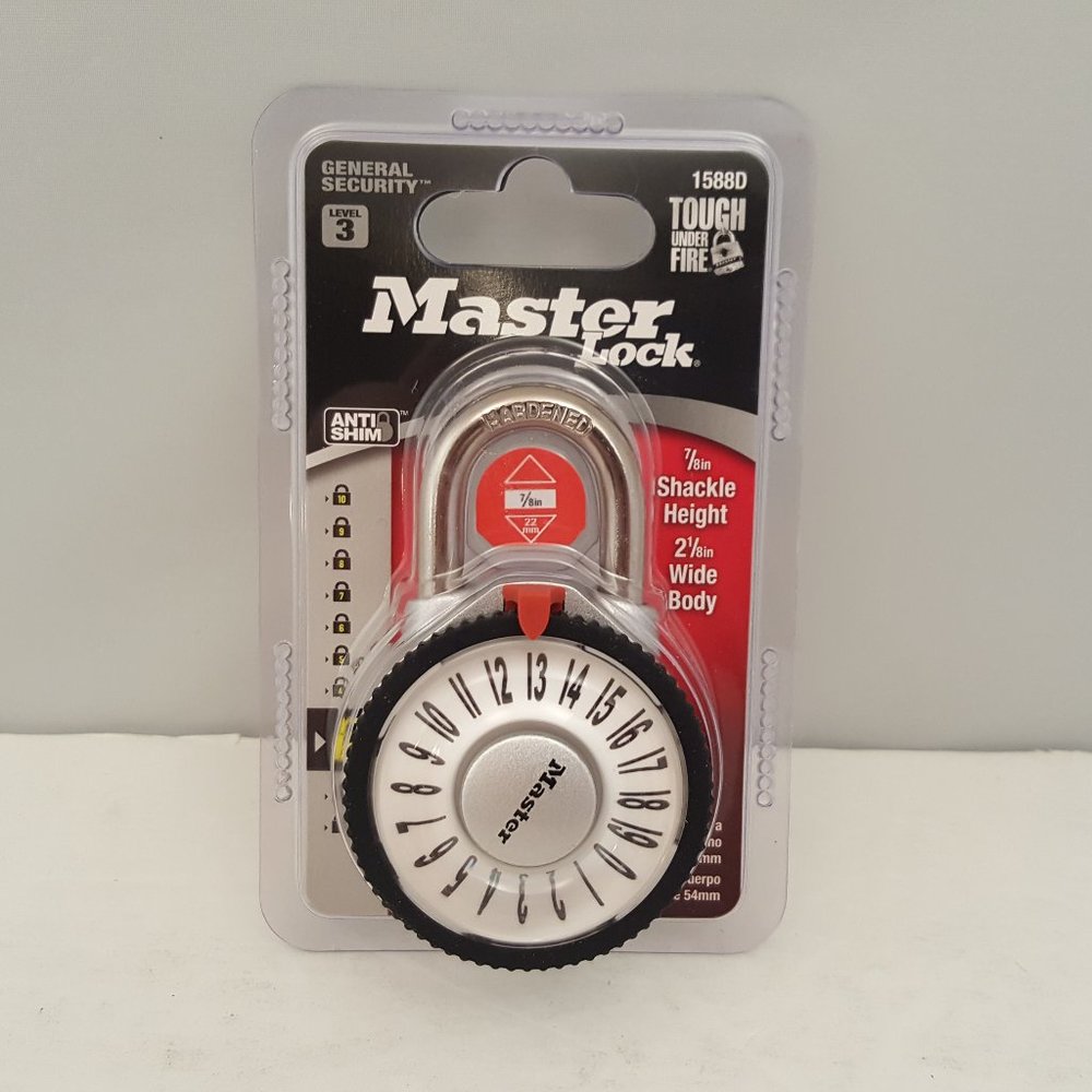 Master Lock Wide Magnification Combination Dial Padlock SILVER Level 3